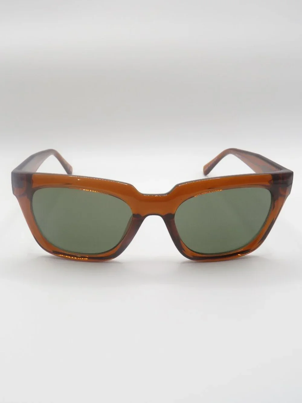 Guess New GU00206 48N Shiny Transparent Brown/Green Square Sunglasses